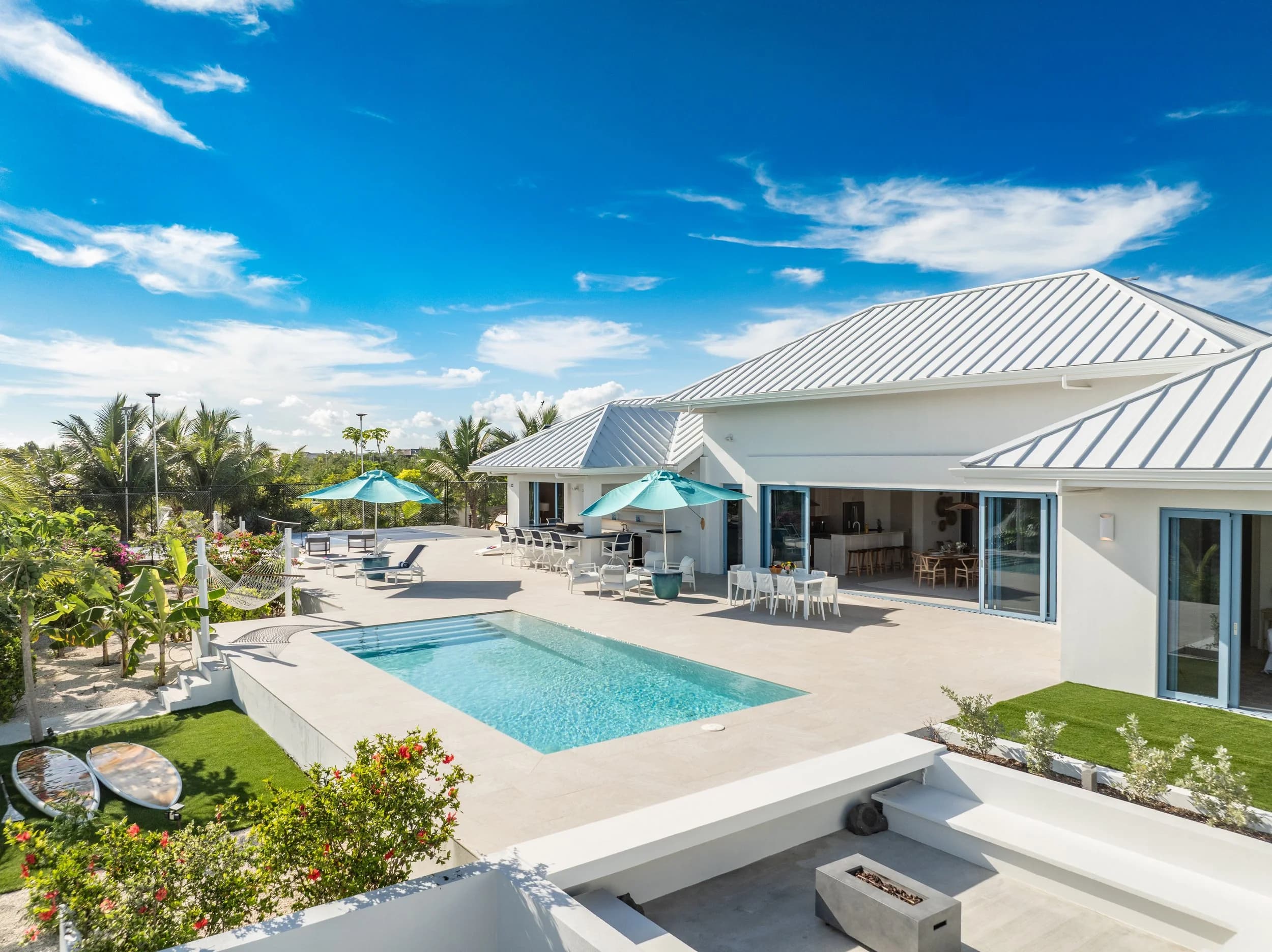 Wakesurf Turks Villa — pool terrace and the house together